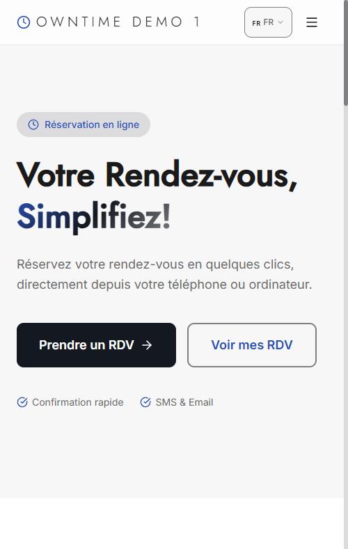 La même page de réservation sur un téléphone.
